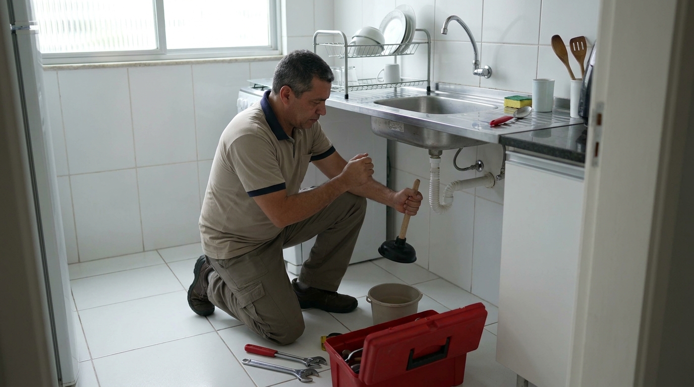Desentupimento de pia residencial em Rio Verde‑GO