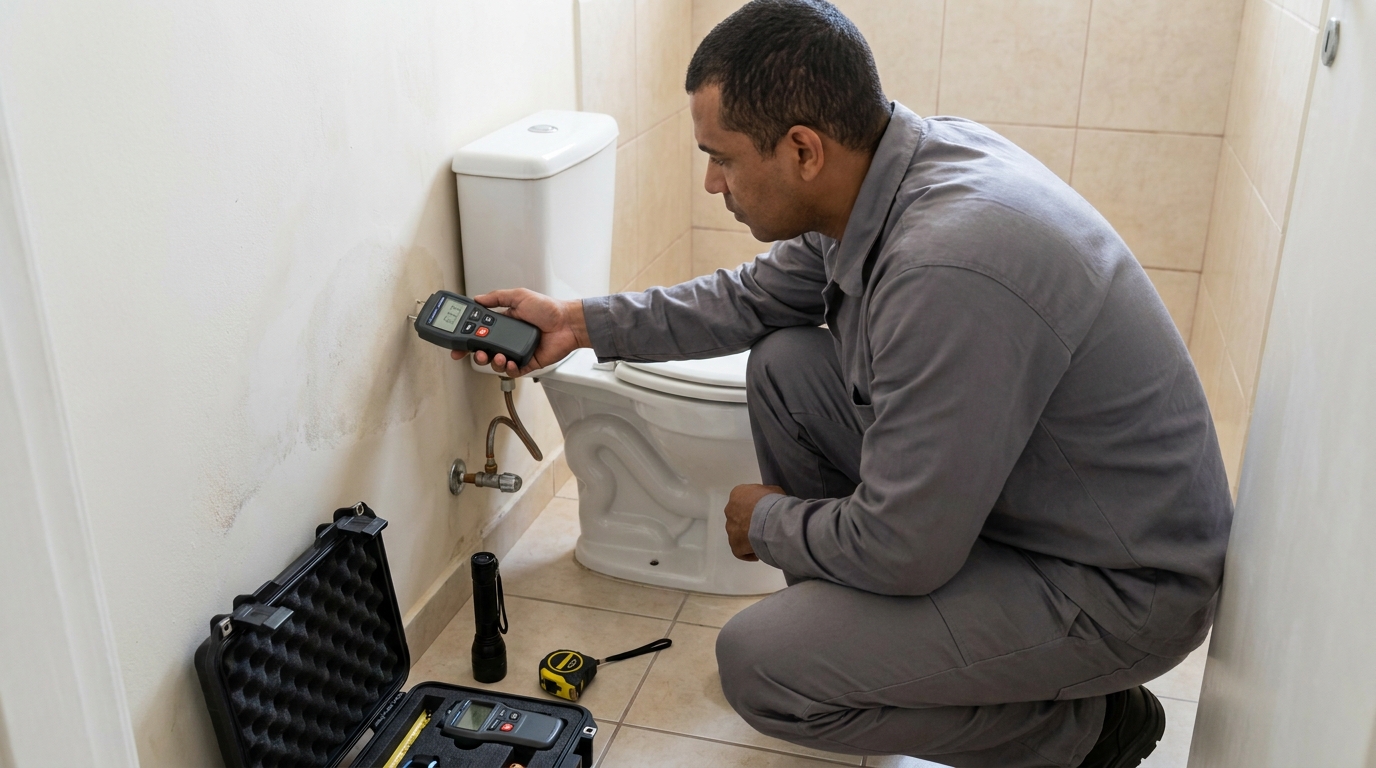 Técnico de caça vazamento em residência em Rio Verde‑GO